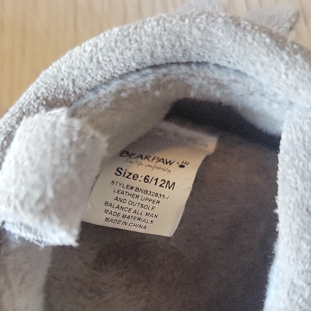 BearPaw Soft Gray Moccasins for Kids